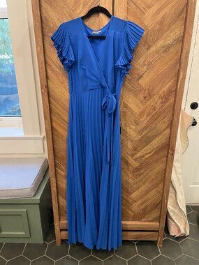 Asos floor length blue ruffled dress